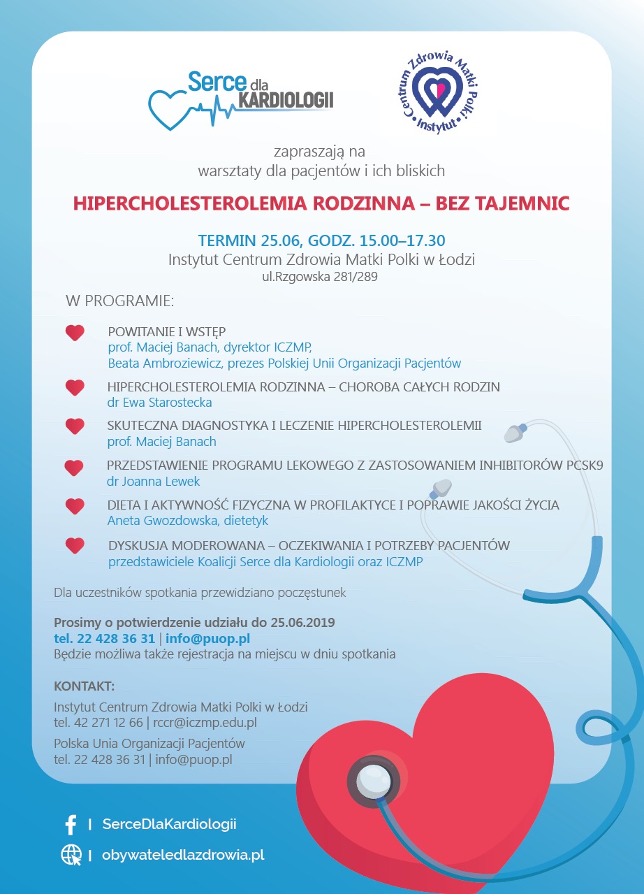 Hipercholesterolemia rodzinna bez tajemnic warsztaty w Łodzi Koalicja Serce dla kardiologii