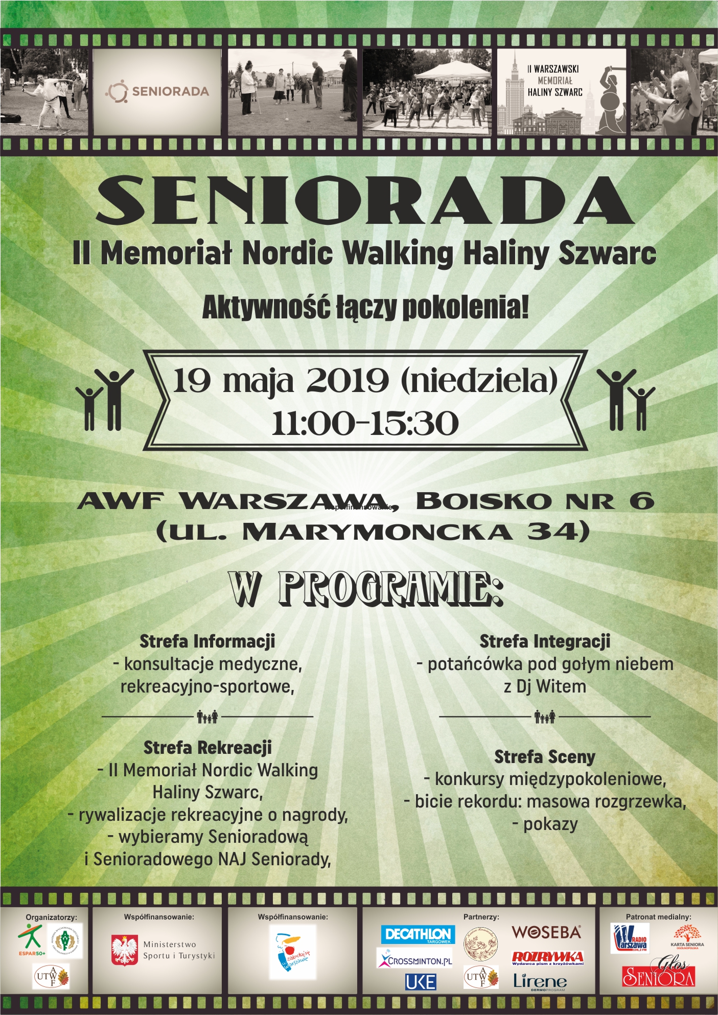 Piknik Seniorada w Warszawie 19 maja i Memoriał Nordic Walking imienia Haliny Szwarc